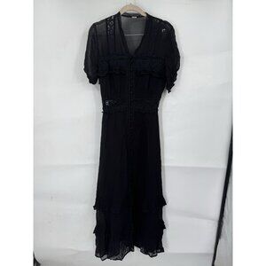 Chan Luu Midi Dress Women Medium Black Whimsigoth Dark Fairy Whimsical Ethereal
